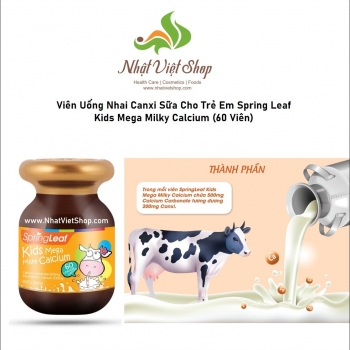 Viên Uống Nhai Canxi Sữa Cho Trẻ Em Spring Leaf Kids Mega Milky Calcium 120 Viên
