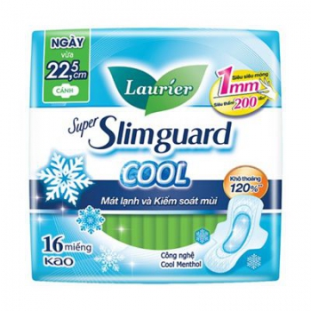 Băng Vệ Sinh Laurier siêu mỏng cánh 1mm Super Slimguard Cool Mát Lạnh (22.5cm-16M)