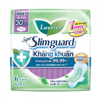 Băng Vệ Sinh Laurier Super Slimguard Kháng Khuẩn 1mm (30cm-6M)