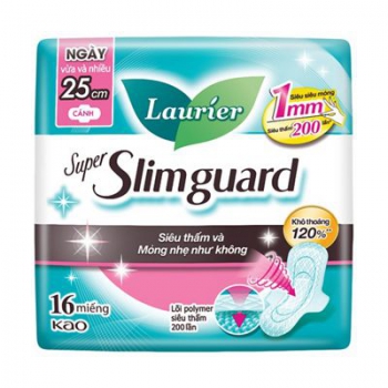 Băng Vệ Sinh Laurier siêu mỏng cánh Super Slimguard 1mm Không Hương (25cm-16M)