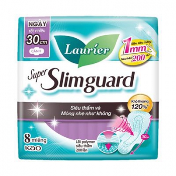 Băng Vệ Sinh Laurier siêu mỏng cánh 1mm Super Slimguard Không Hương (30cm-8M)