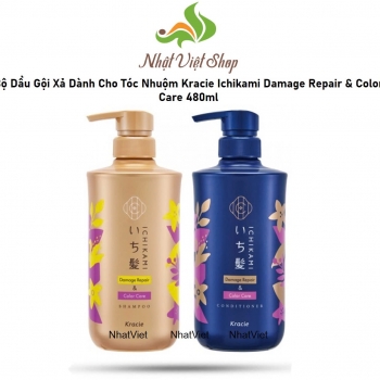Bộ Dầu Gội Xả Dành Cho Tóc Nhuộm Kracie Ichikami Damage Repair & Color Care
