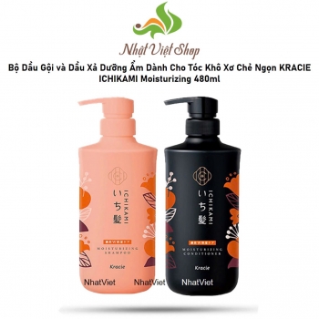 Bộ Dầu Gội Xả Dưỡng Ẩm Dành Cho Tóc Rối Khô Xơ Chẻ Ngọn KRACIE ICHIKAMI Moisturizing