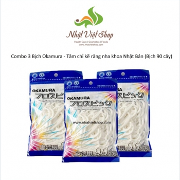 Combo 3 Bịch Okamura - Tăm chỉ kẽ răng nha khoa Nhật Bản (Bịch 90 cây) Aquapulse