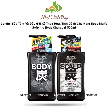 COMBO Dầu Gội Xả & Sữa Tắm Than Hoạt Tính Dành Cho Nam Kose 550ml