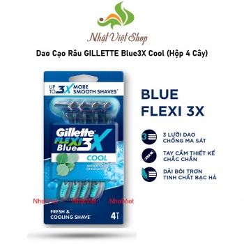 Dao Cạo Râu GILLETTE Blue3X Cool (Hộp 4 Cây) - PG Dao Cạo Gillet Blue3 Mát Lạnh Gói 4x6 (6.25)