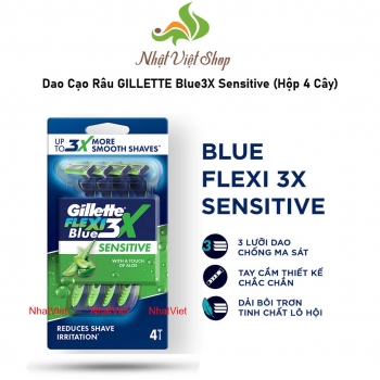 Dao Cạo Râu GILLETTE Blue3X Sensitive (Hộp 4 Cây) - PG Dao Cạo Blue3 Sensitive nhạy cảm gói 4s (12.2