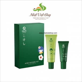 Combo Chăm Sóc Da Mụn Hasi Kokeshi [Gel Rửa Mặt 30ml + Tinh chất trị mụn 10ml]