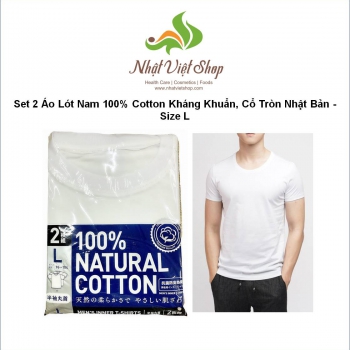 Set 2 Áo Lót Nam 100% Cotton Kháng Khuẩn, Cổ Tròn Nhật Bản - Size L