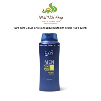 Sữa Tắm Gội Xả Cho Nam Suave MEN 3in1 Citrus Rush 828ml