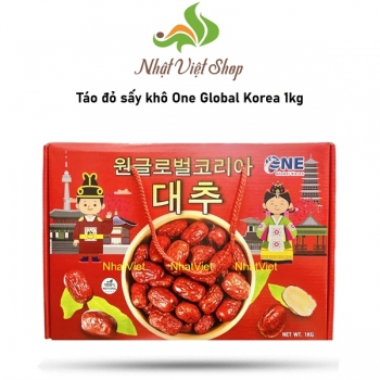 Táo đỏ sấy khô One Global Korea, 1kg x 20 hộp/thùng