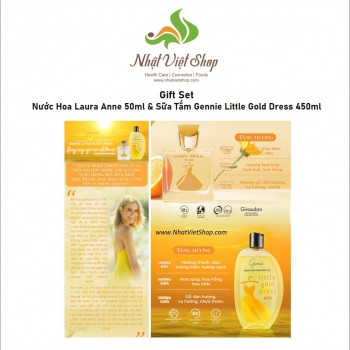 Quà Tặng 20-10 - Gift Set - Nước Hoa Laura Anne 50ml & Sữa Tắm Gennie Little Gold Dress 450ml