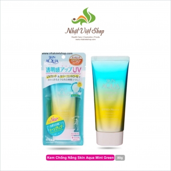 VL-Kem Chống Nắng Skin Aqua Tone Up UV Essence Mint Green SPF50+ 80g (Cho Da Mụn, Hỗn Hợp)