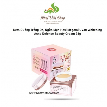 Kem Dưỡng Trắng Da, Ngừa Mụn Hasi Megami UV30 Whitening Acne Defense Beauty Cream 28g