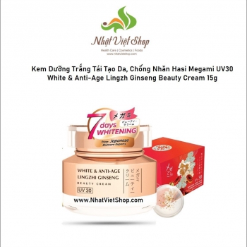 Kem Dưỡng Trắng Tái Tạo Da, Chống Nhăn Hasi Megami UV30 White & Anti-Age Lingzh Ginseng Beauty Cream