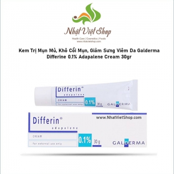 Kem Trị Mụn Mủ, Khô Cồi Mụn, Giảm Sưng Viêm Da Galderma Differine 0.1% Adapalene Cream 30gr