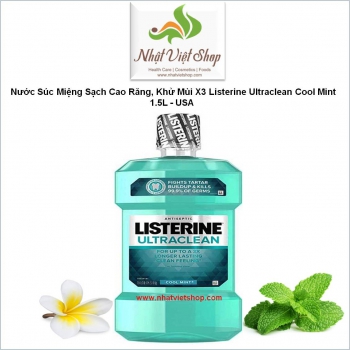 Nước Súc Miệng Sạch Cao Răng, Khử Mùi X3 Listerine Ultraclean Cool Mint 1.5L - USA
