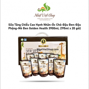 Sữa Tăng Chiều Cao Hạnh Nhân-Óc Chó-Đậu Đen-Đậu Phộng-Mè Đen Golden Health 3900mL (195ml x 20 gói)