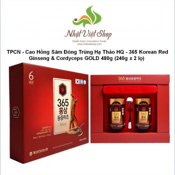 TPCN - Cao Hồng Sâm Đông Trùng Hạ Thảo HQ - 365 Korean Red Ginseng & Cordyceps GOLD 480g(240gx2lọ)