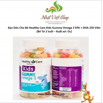 TPCN - Kẹo Dẻo Cho Bé Healthy Care Kids Gummy Omega 3 EPA + DHA Của Úc 250 Viên (2Y+)